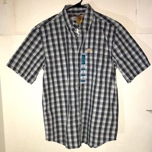 NWT Carhartt Men Relaxed Fit Size Medium Regular Plaid Short Sleeves Shirt